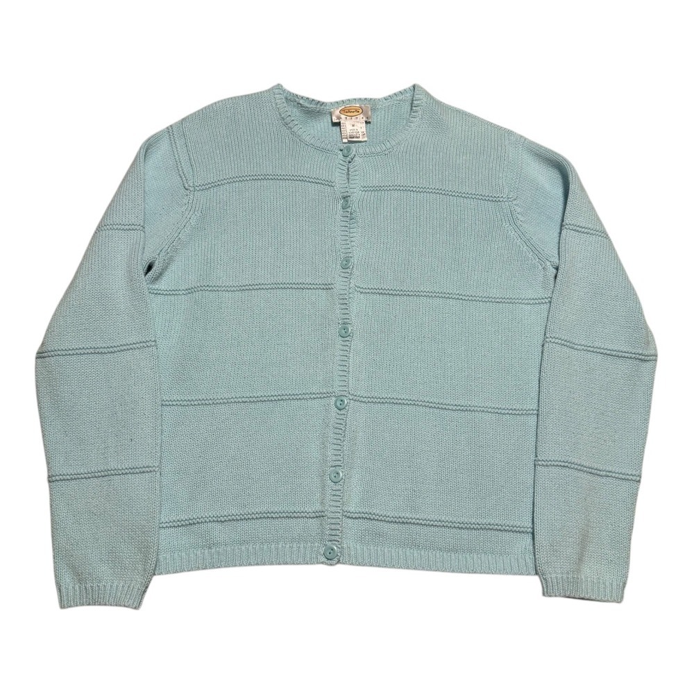 VIntage‎ 2000s Talbots Blue Knit Button Up Cardigan Sweater Women's M Petite